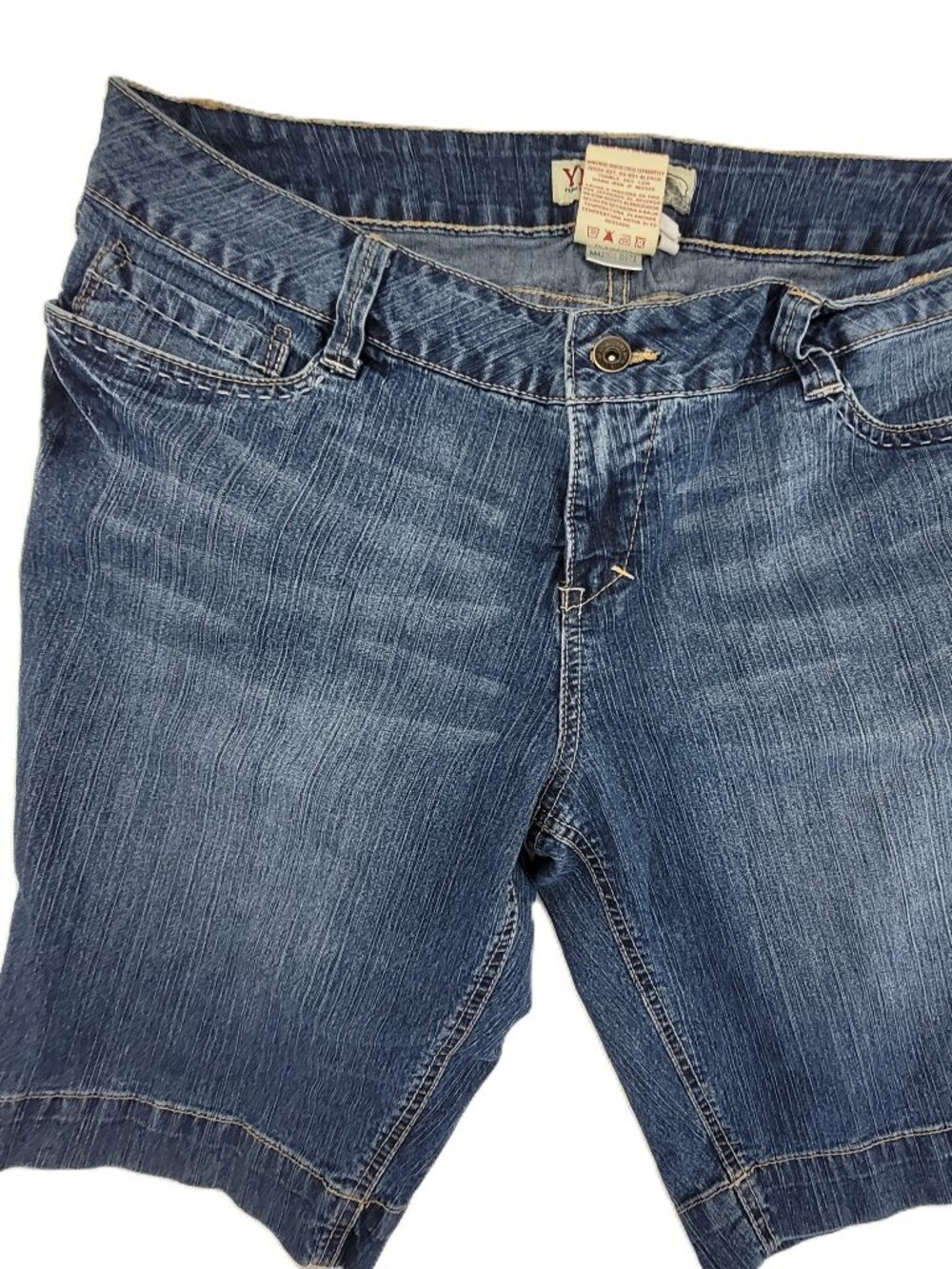YMI Jean Shorts Women's 33x11 Blue Stretch Denim Vintage Made in USA 90s Y2K